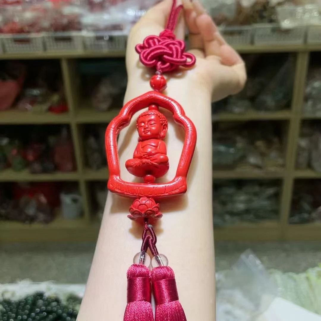 含辰砂工艺品正宗朱砂帝王砂宝宝佛汽车挂件时尚精美百搭包包挂饰