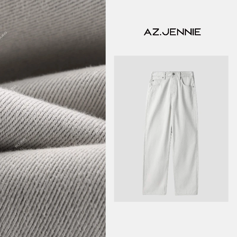 RUJING丨前进牛仔【灰白牛】直筒牛仔裤-2308