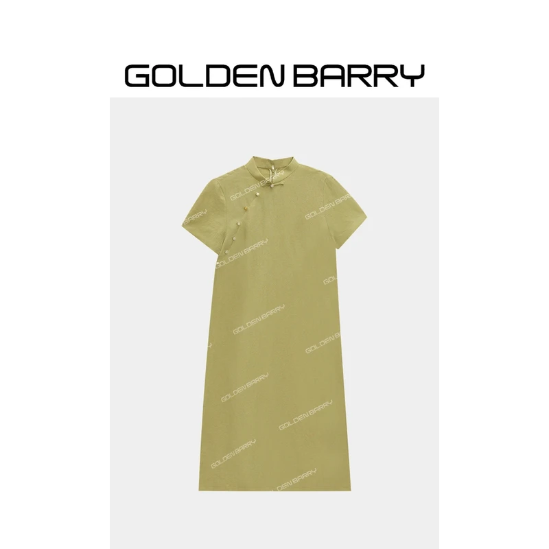 GOLDENBARRY|301284-1“旗开得胜”国风长款彩扣旗袍