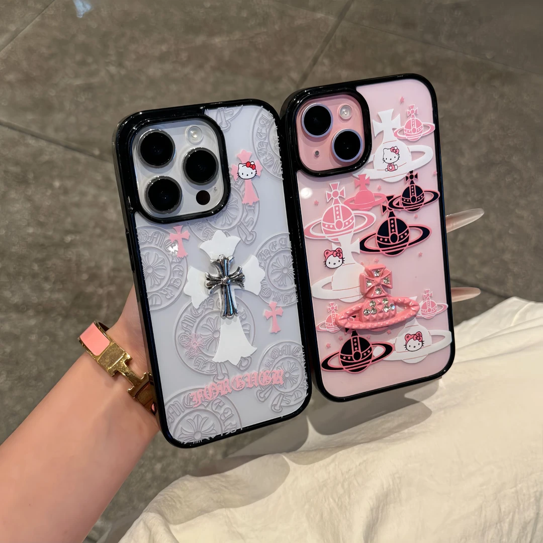 Kitty立体十字贴件适用苹果17pro手机壳iPhone16/15甜酷14/13/12