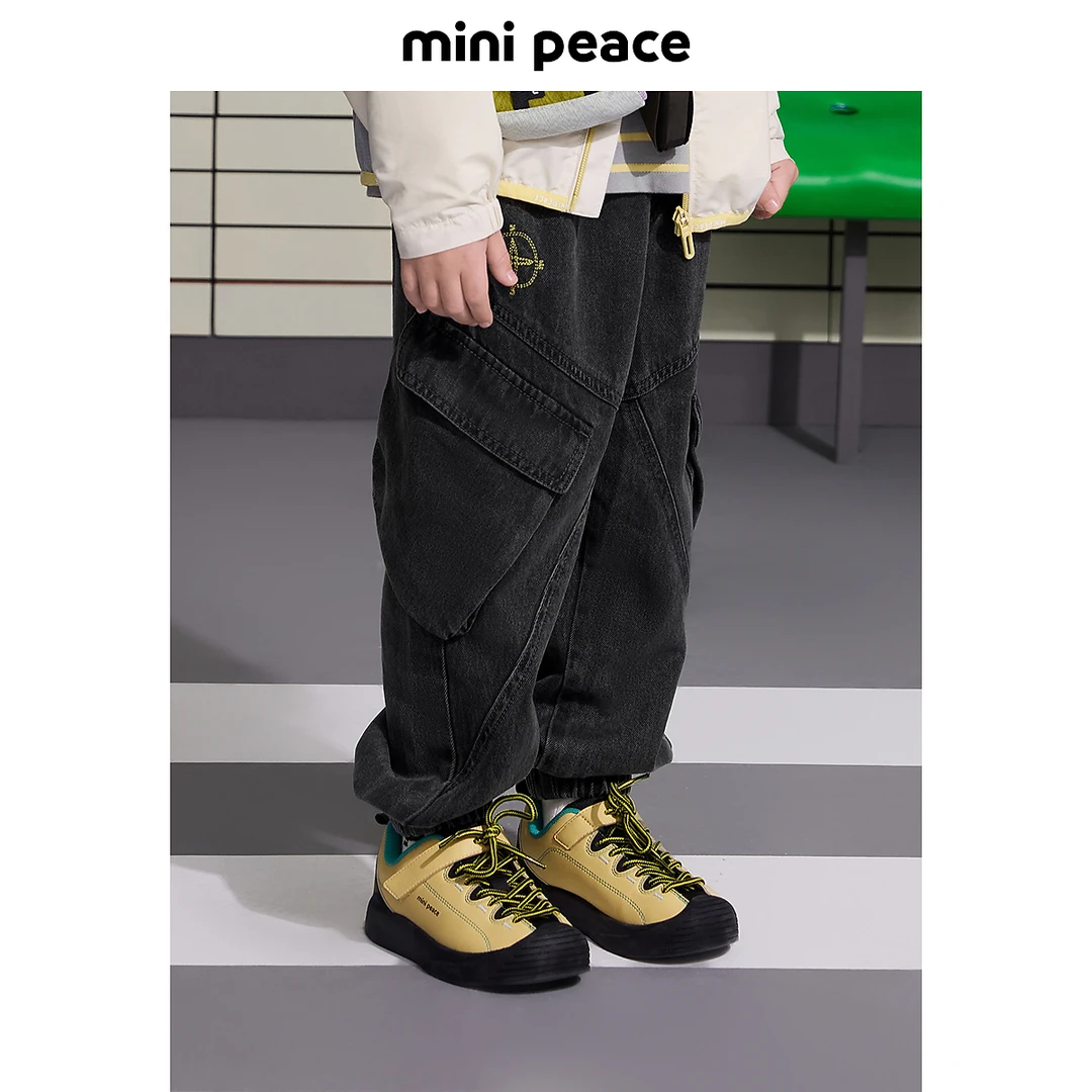 【专柜同款】MINIPEACE太平鸟童装男童牛仔裤秋季新款工装长裤男