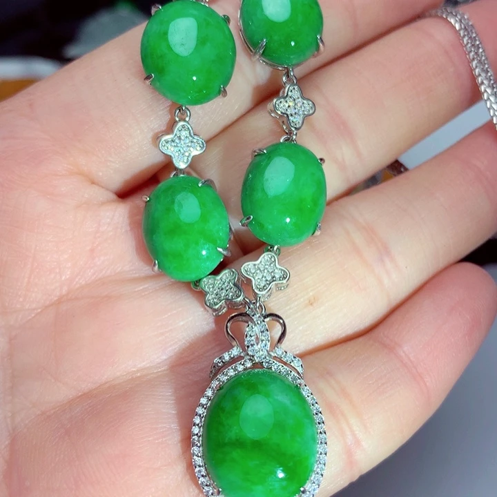 翡翠颈饰银S925镶嵌项链