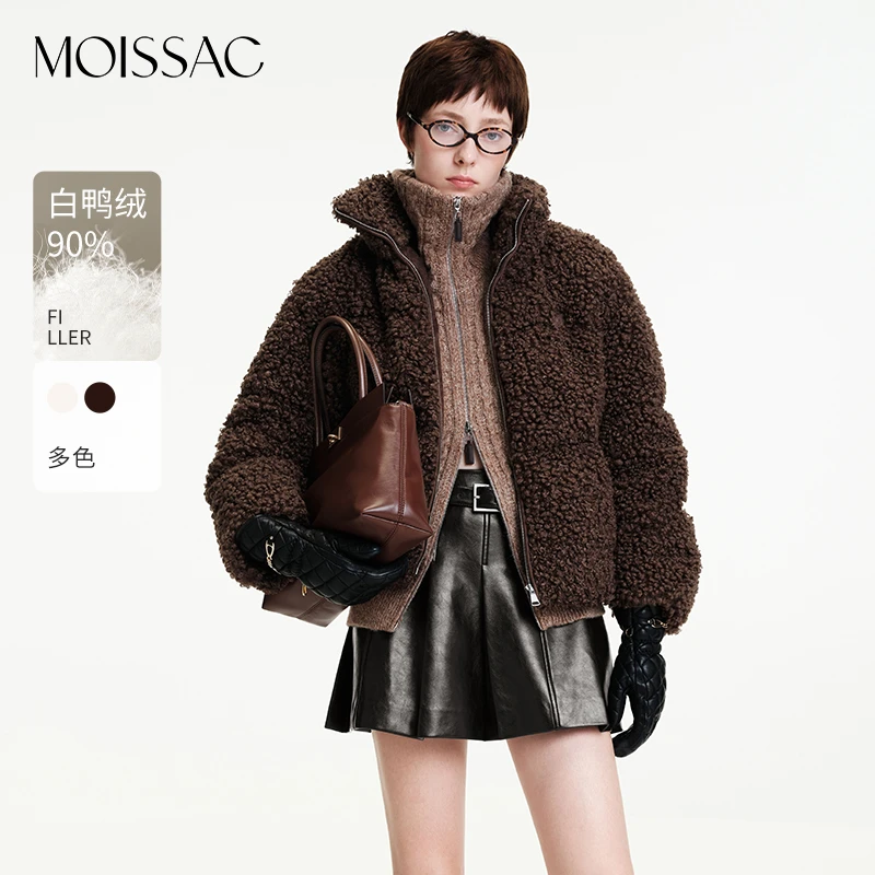 商场同款 摩萨克2025可爱风翻领泰迪绒短款白鸭绒羽绒服MWFD03324