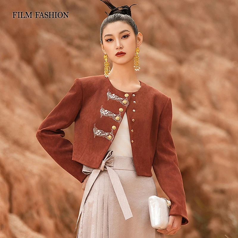【芊芊专属】秋季新款短款外套女士绣花外套 FFJG134424