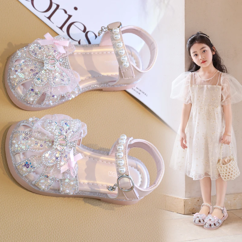 凉鞋女童夏季2025新款女孩公主鞋儿童防滑包头沙滩鞋透气凉鞋时尚