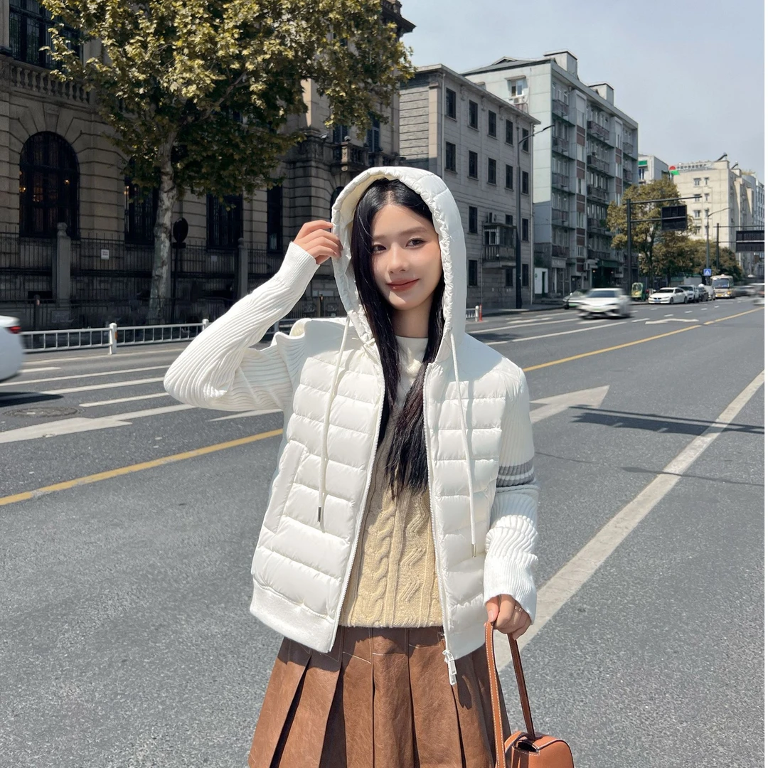 羽航之家小香连帽简约针织网红女士短款羽绒服XB2402