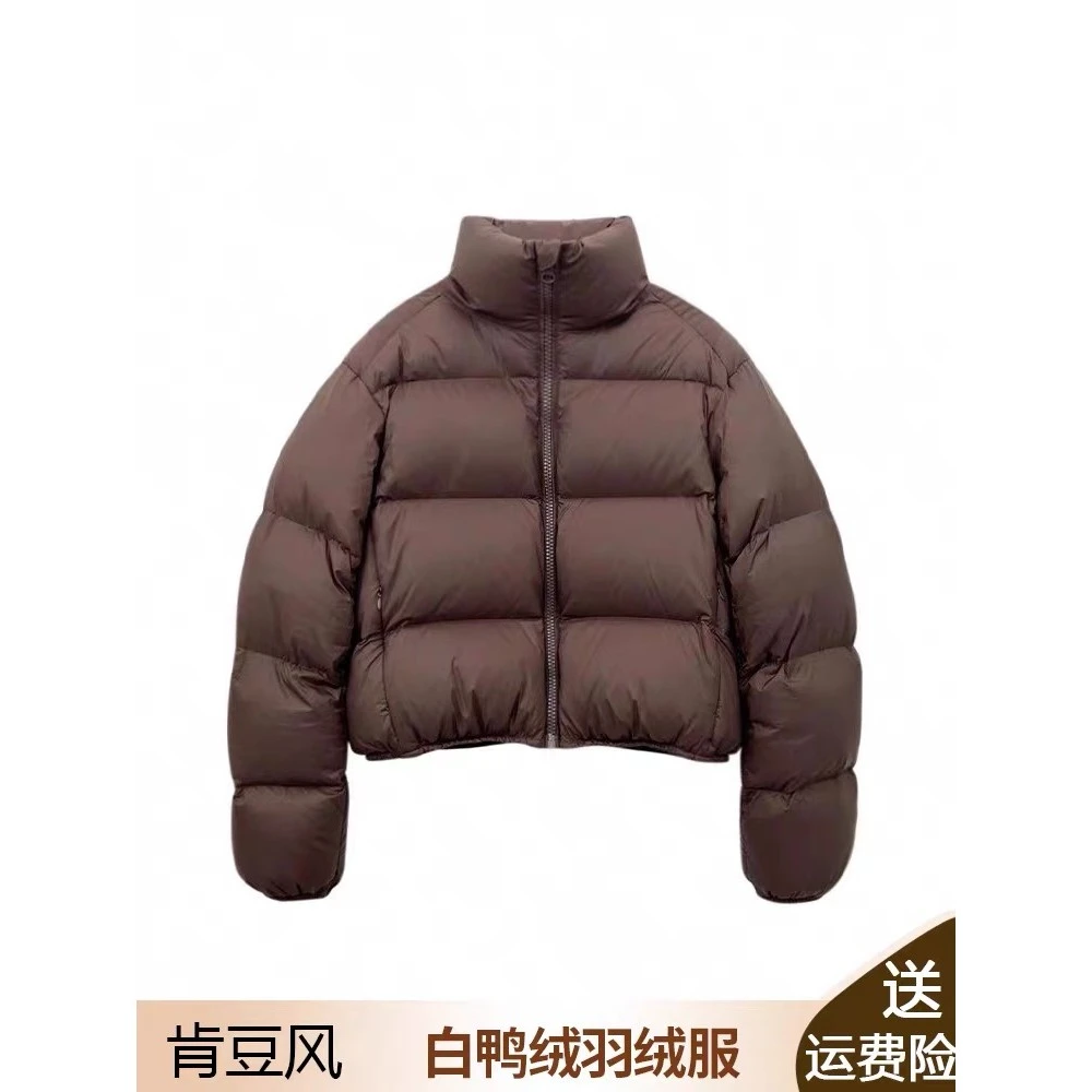 肯豆短款羽绒服女款女2025年冬季新款加厚小个子白鸭绒面包服外套