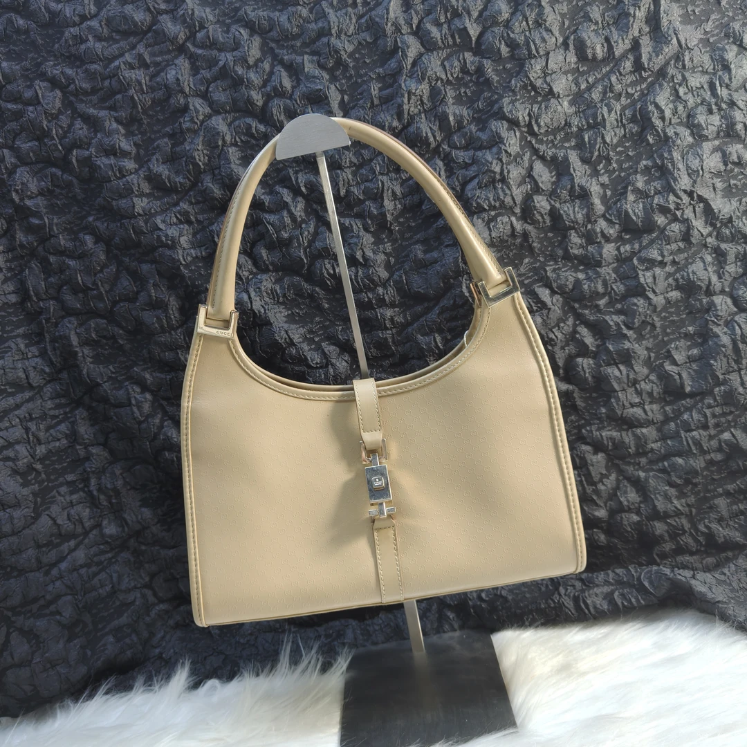 95新 GUCCI/古驰 大喜/古驰浅卡其色中号单肩包