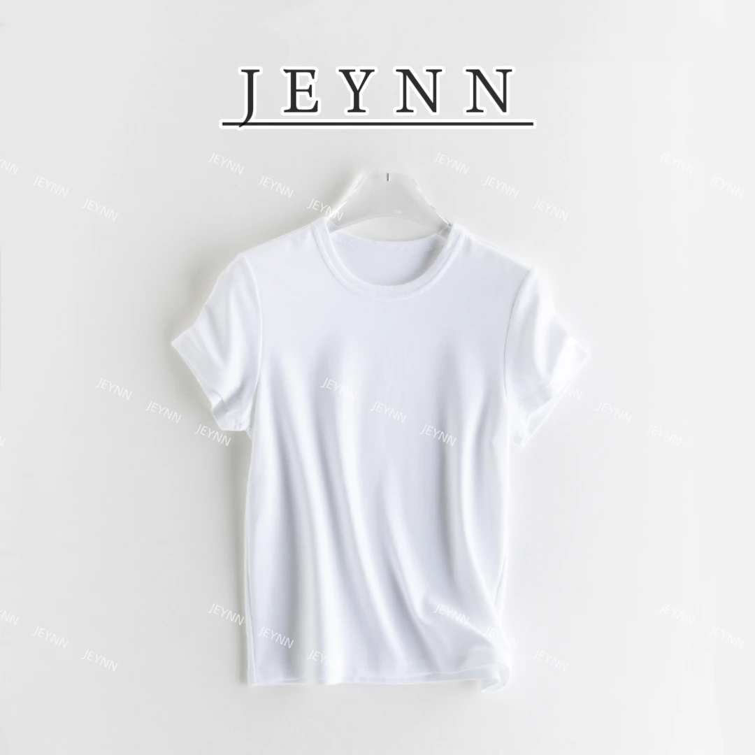 琪总【妙娜】JEYNN时光正肩T圆领显瘦T恤休闲纯色薄款简约BLT24846