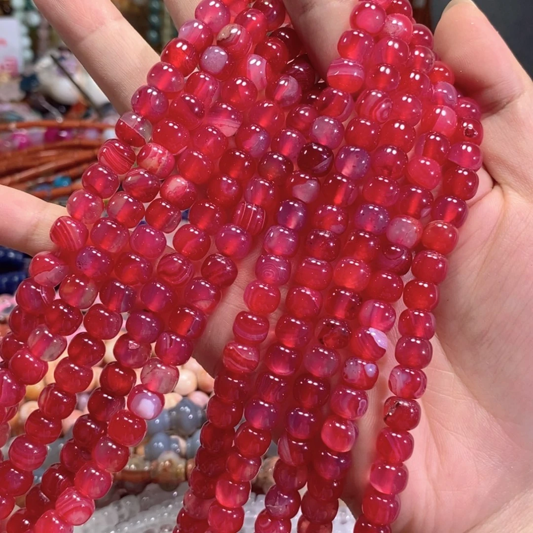 未镶嵌玛瑙/玉髓珠宝半成品鸽血红玛瑙老型一条卡8mn