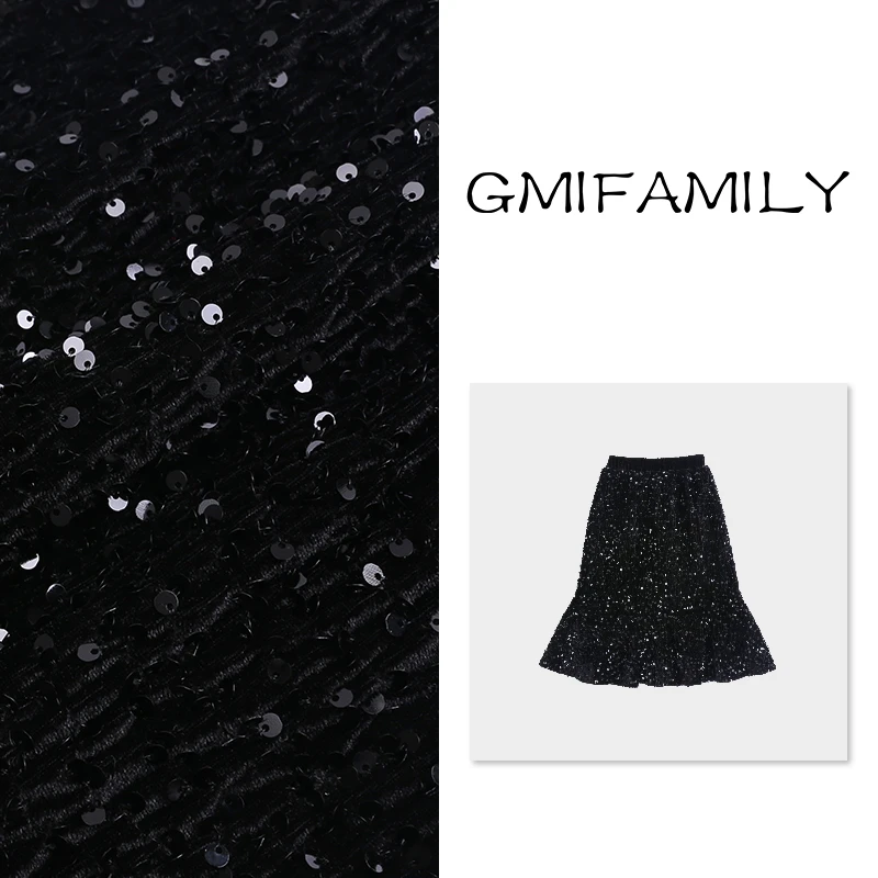 53183M女童亮片半身裙2025新款冬季大童黑色中长裙儿童公主裙子