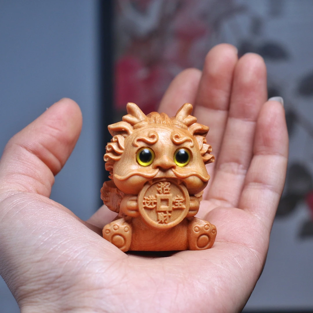 崖柏木高端精品摆件招财进宝龙小摆件创意汽车摆件工艺品装饰礼品