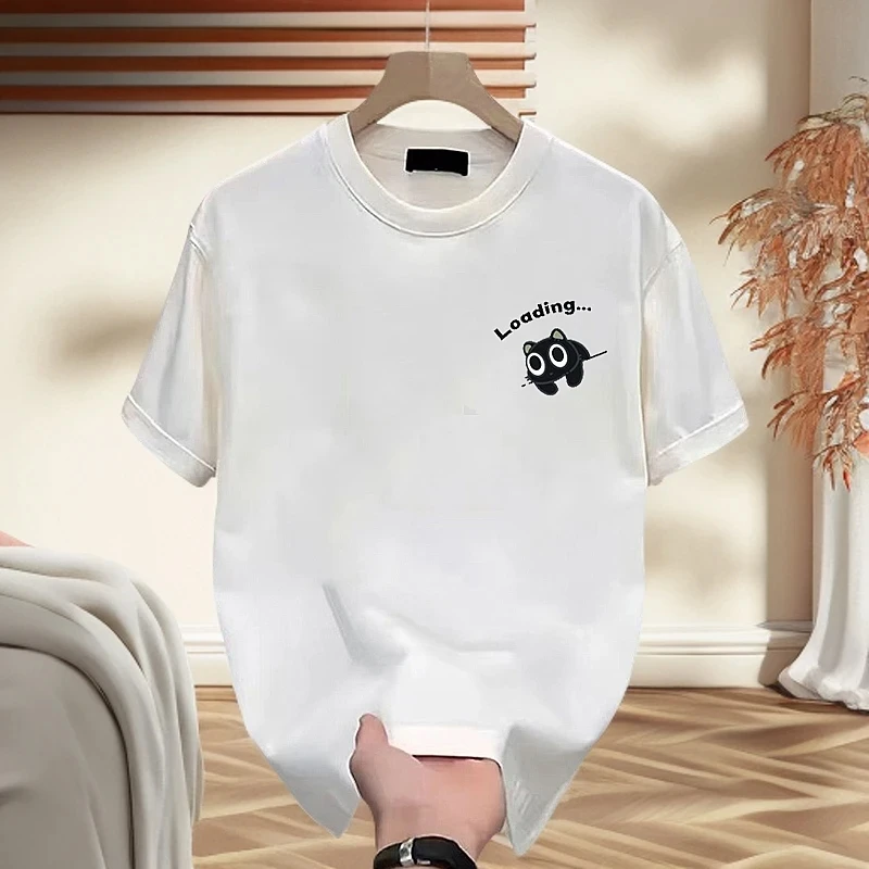 仓石一树简约白色短袖T恤男士夏季新款纯棉圆领宽松百搭情侣上衣