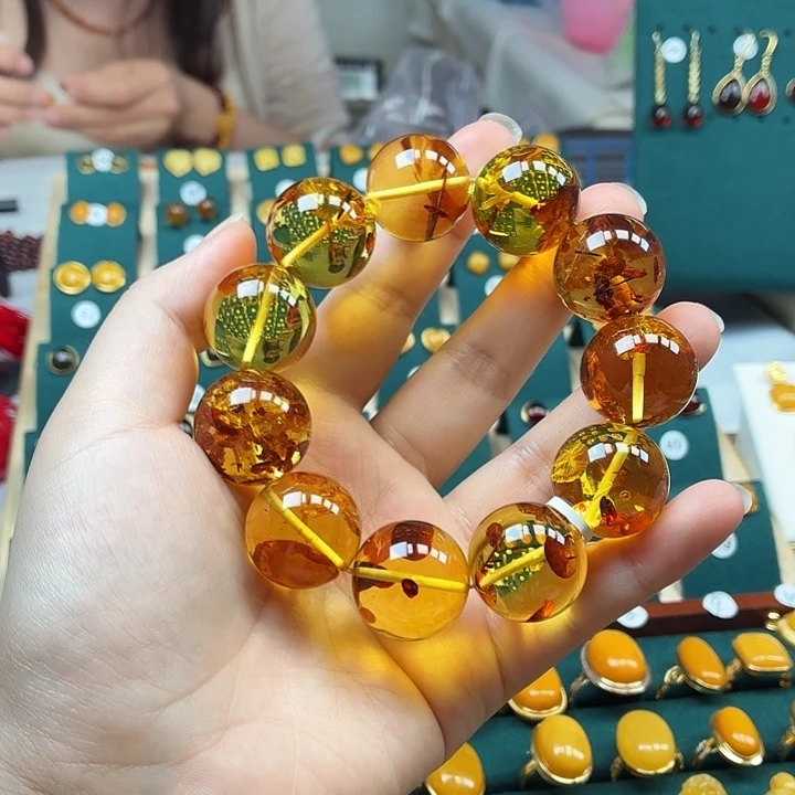 琥珀未镶嵌手串21mm花珀手串