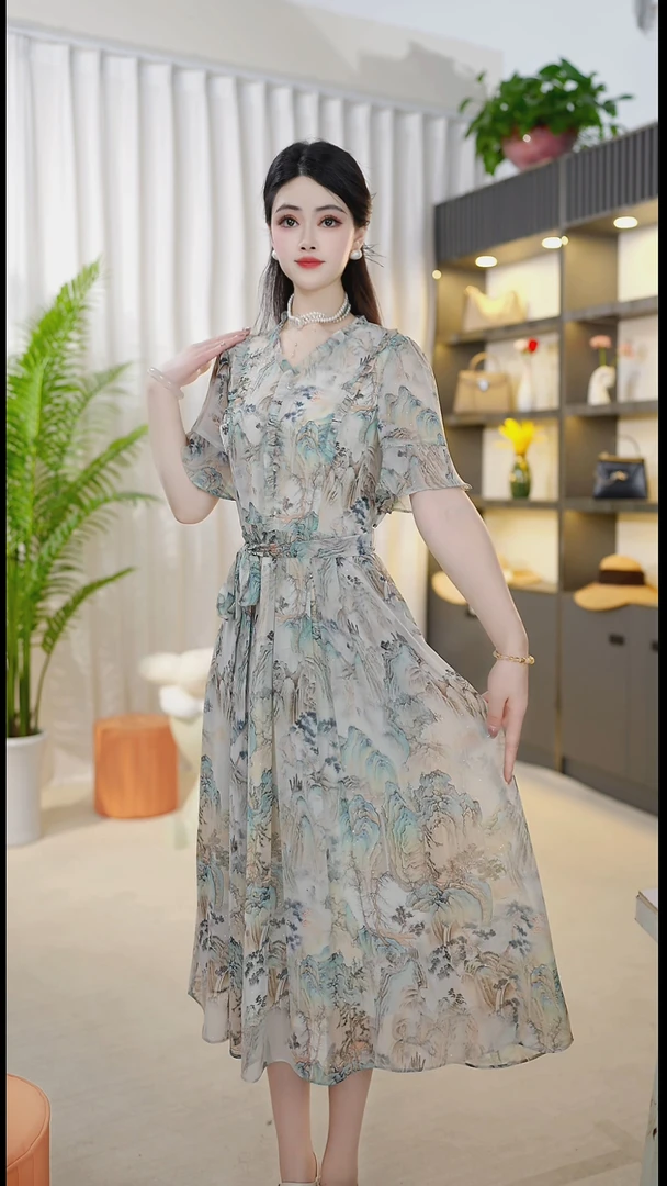 <0A65.>2025年春季新款时尚气质优雅连衣裙中式减龄气质连衣裙
