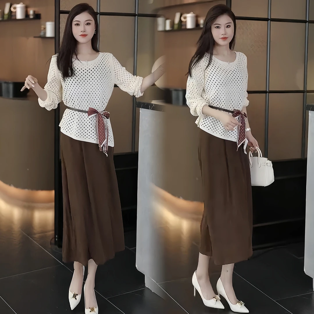 拉夏贝尔时尚套装裙女2025秋季新款时髦洋气罩衫吊带连衣裙两件套