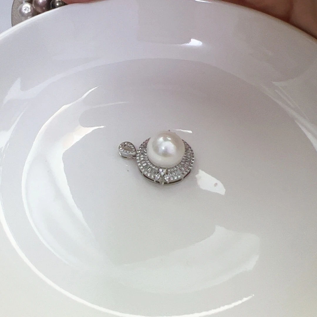 淡水珍珠银S925镶嵌吊坠(不含链)
