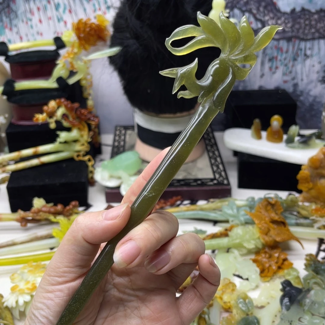 【闪购商品】蛇纹石玉发饰合金