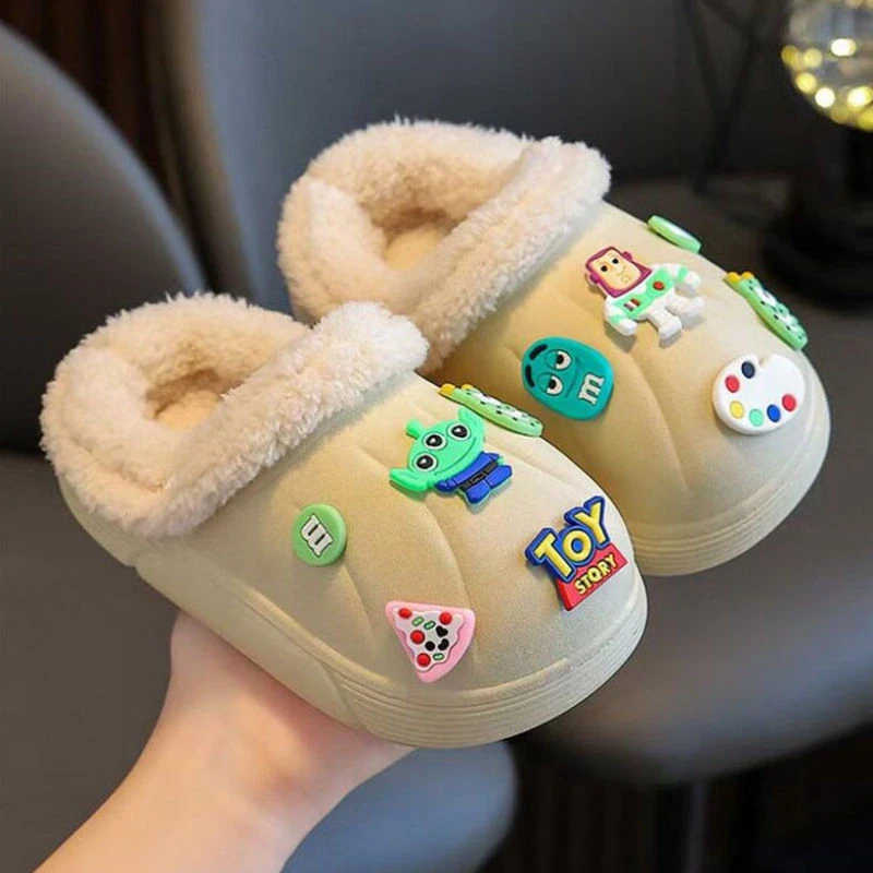PVC【首单直降】儿童棉拖鞋秋冬季防水防滑男童宝宝小孩冬天拖鞋