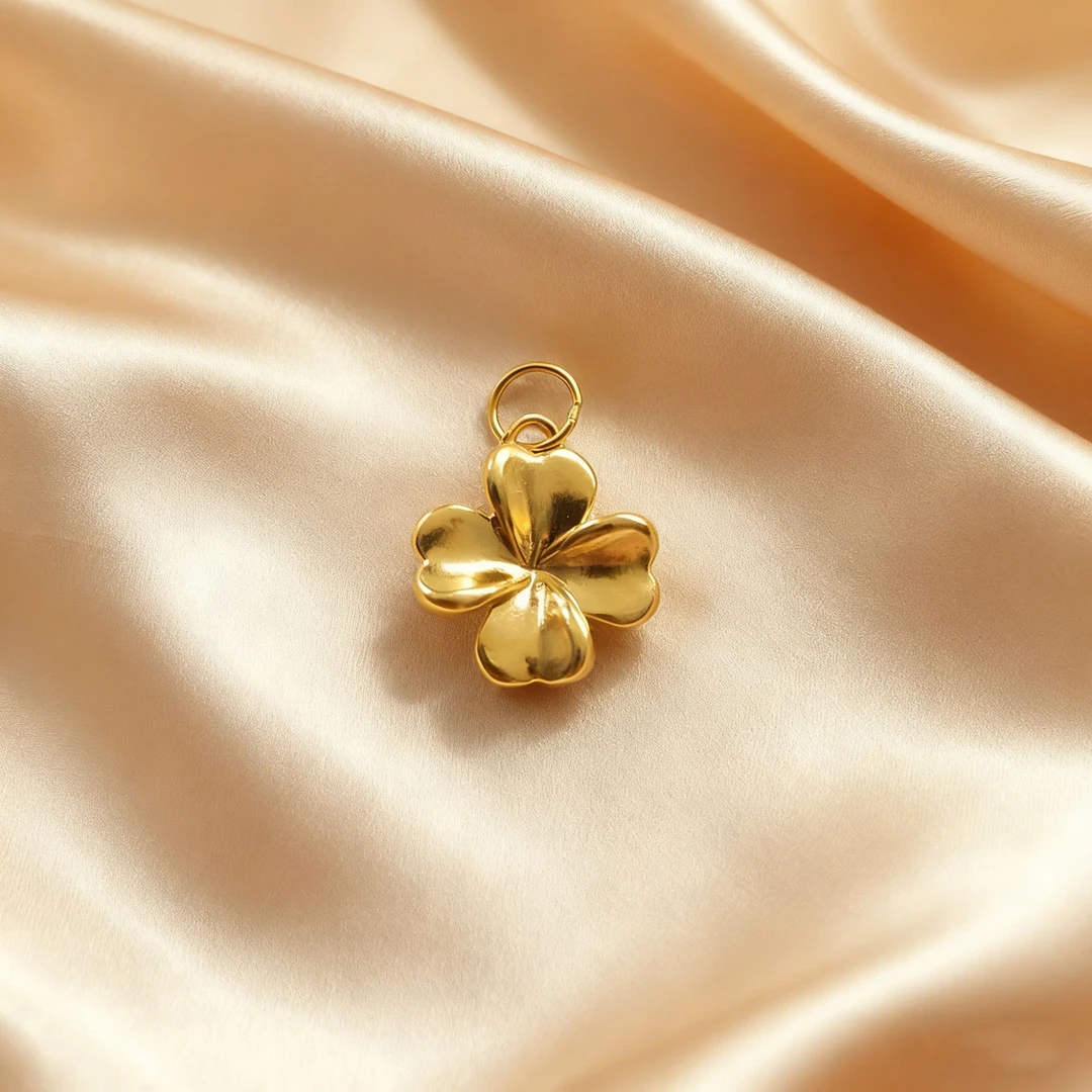 【黄金】足金999四叶草坠素金 圆环 5D工艺XTN216