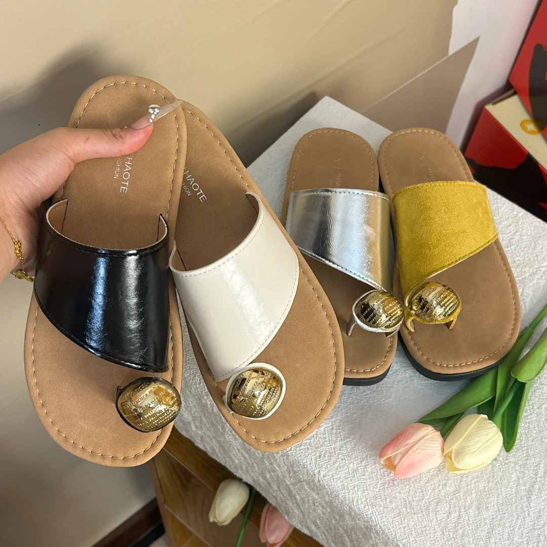 35-42】大码休闲拖鞋女2025年夏季新款百搭套趾复古软底外穿凉拖鞋