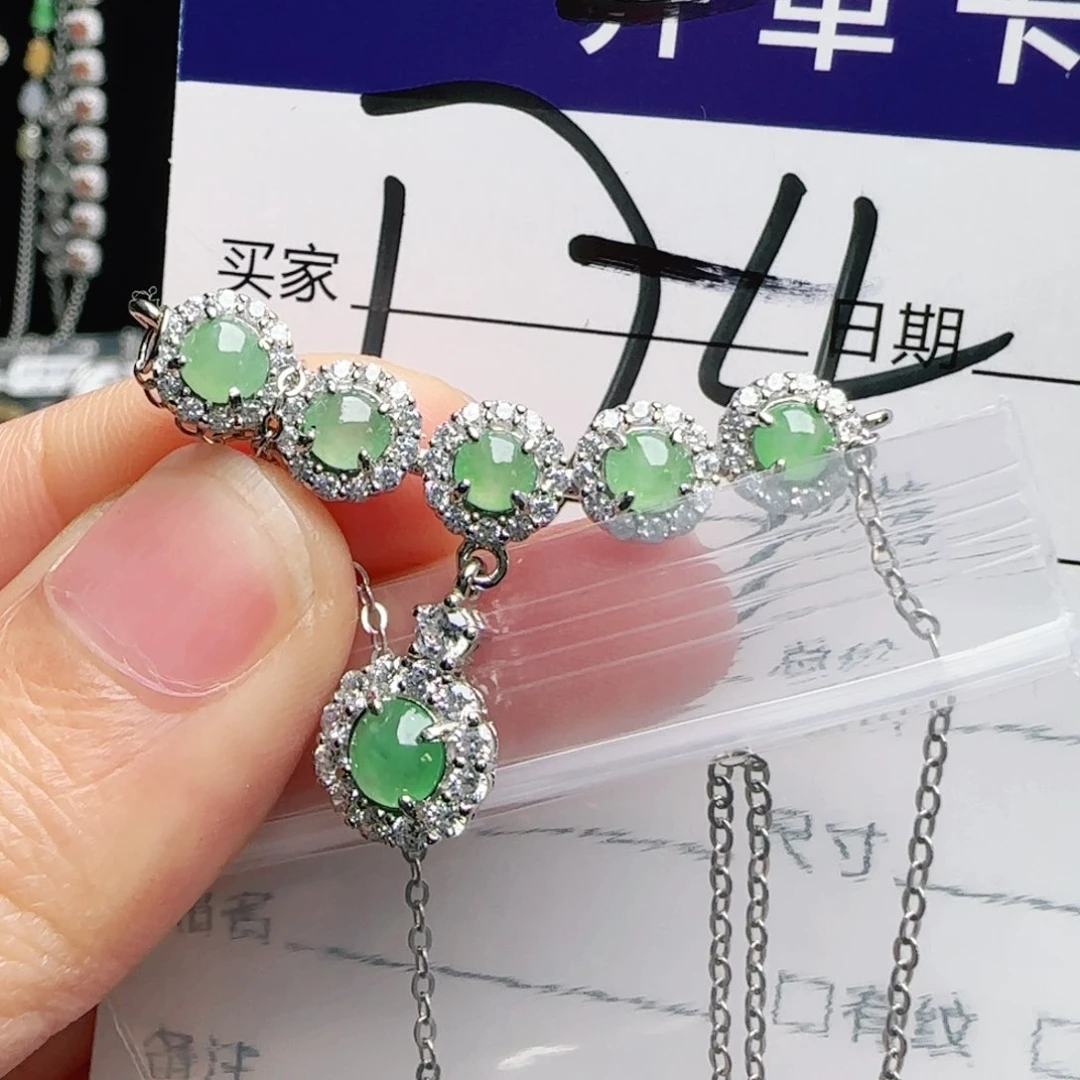 银S925镶嵌手链翡翠