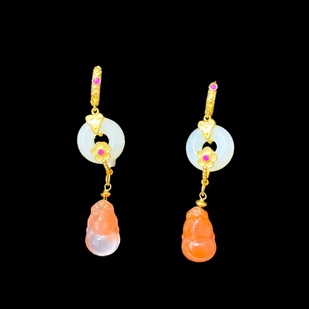 2513-南红耳坠孤品