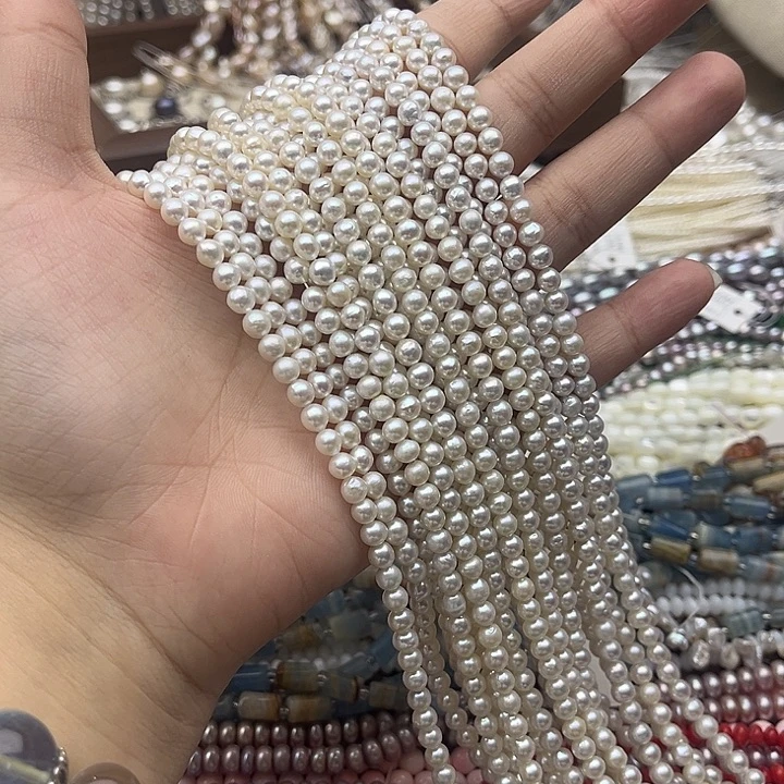 玛瑙/玉髓未镶嵌珠宝半成品一条4.5mm左右近圆珍珠
