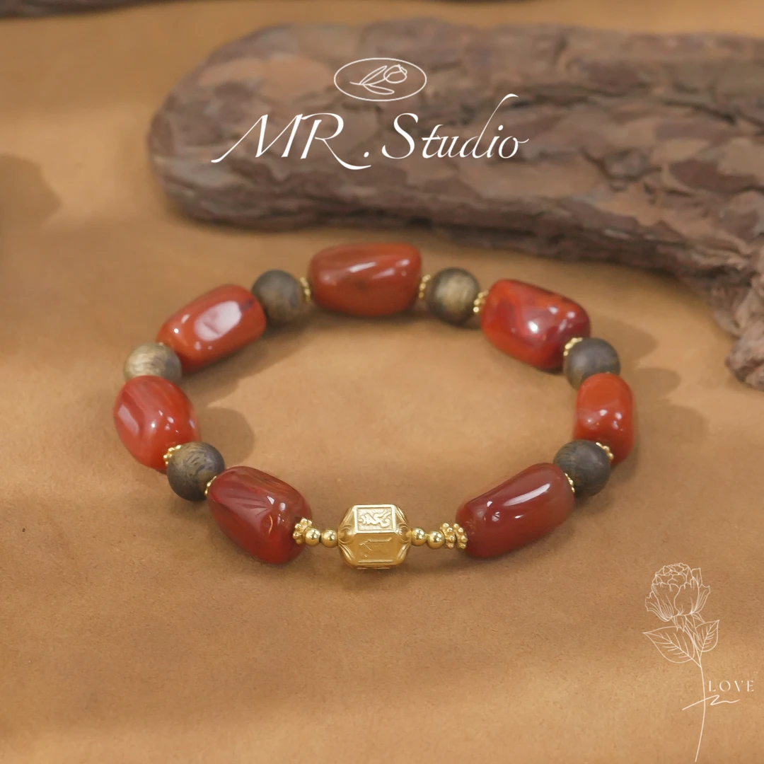 木润【南红】S925银天然南红随形手串