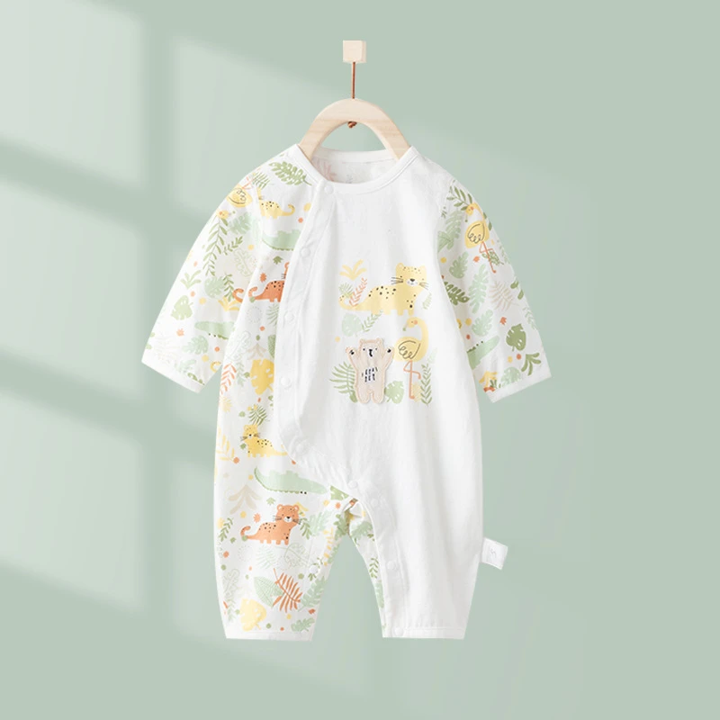 新生婴儿夏季薄款纯棉连体衣初生新儿哈衣男女宝宝外出爬服和尚服