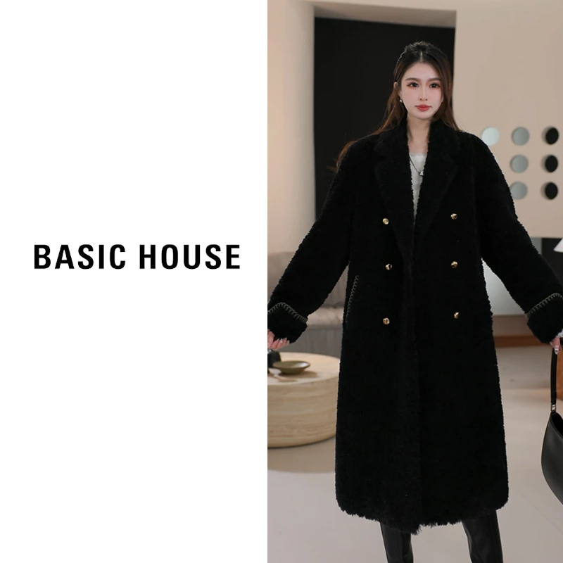 Basic House/百家好秋冬新款减龄绵羊毛大衣B1294B56072（衣长104）