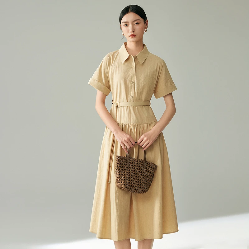 【小余专属】MOFAN摩凡夏新款卡其色连衣裙MOL463504