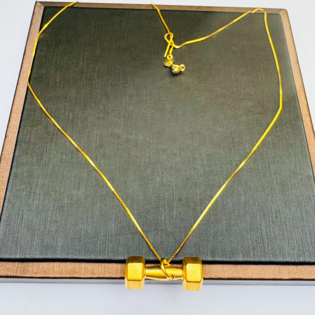 18#足金999  黄金健身哑铃（赠银链）