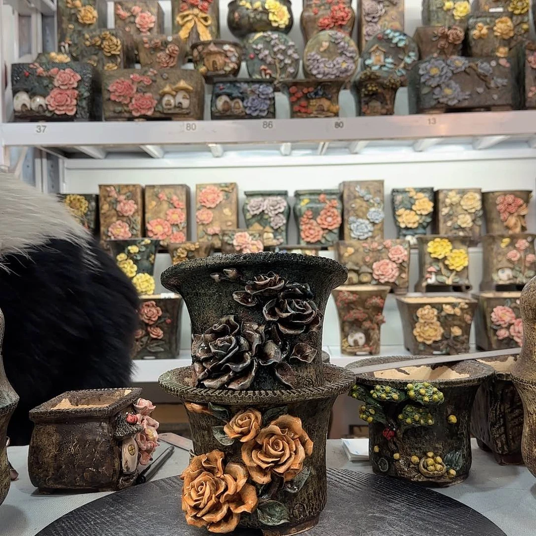 红陶依*.青默花器麦饭石花盆