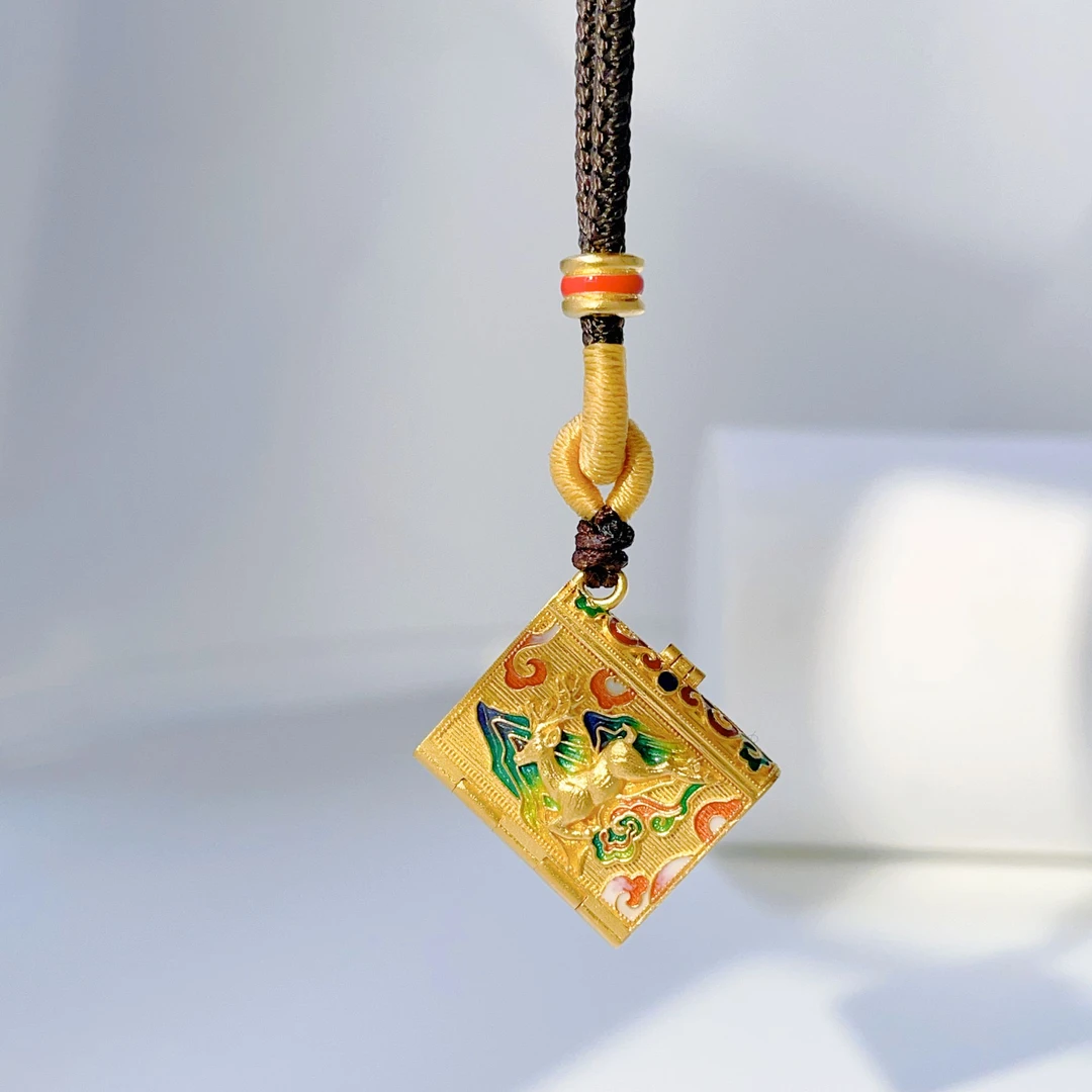 黄金般若波罗蜜心经册黄金足金国潮精美珐琅彩挂坠
