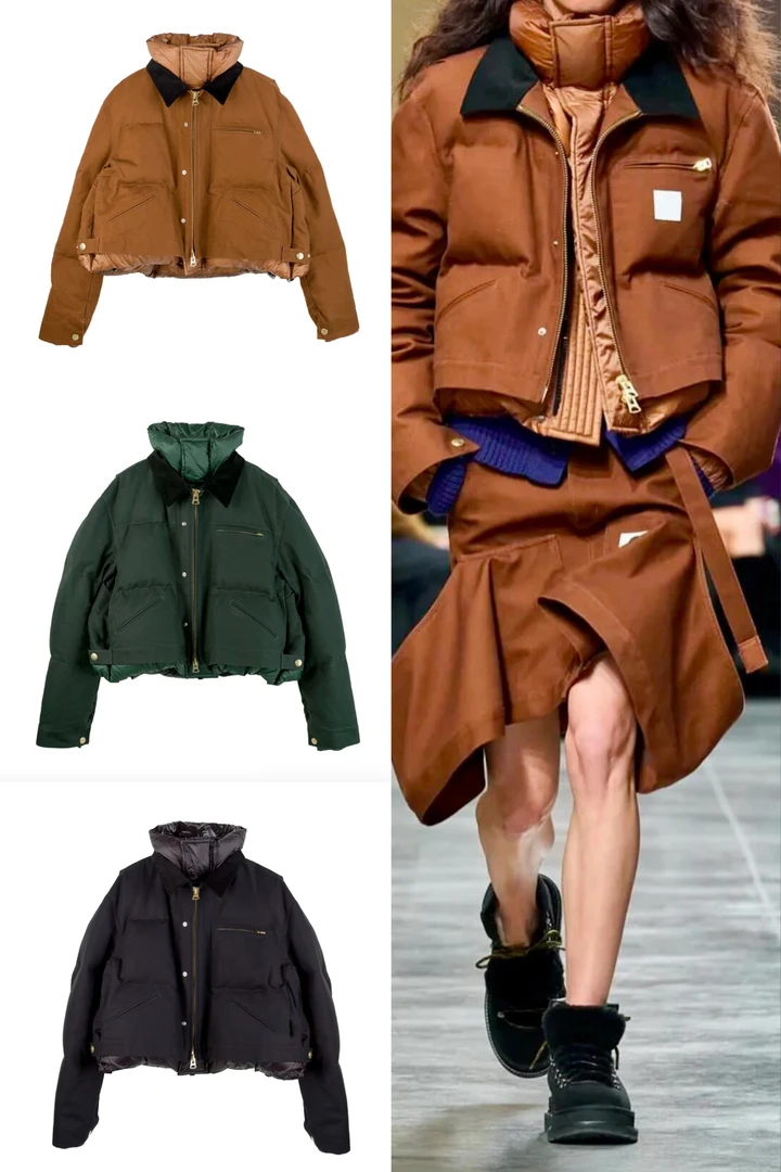 Saca联名款FW25胸前拉链口袋标签保暖合身百搭舒适夹克外套 女款