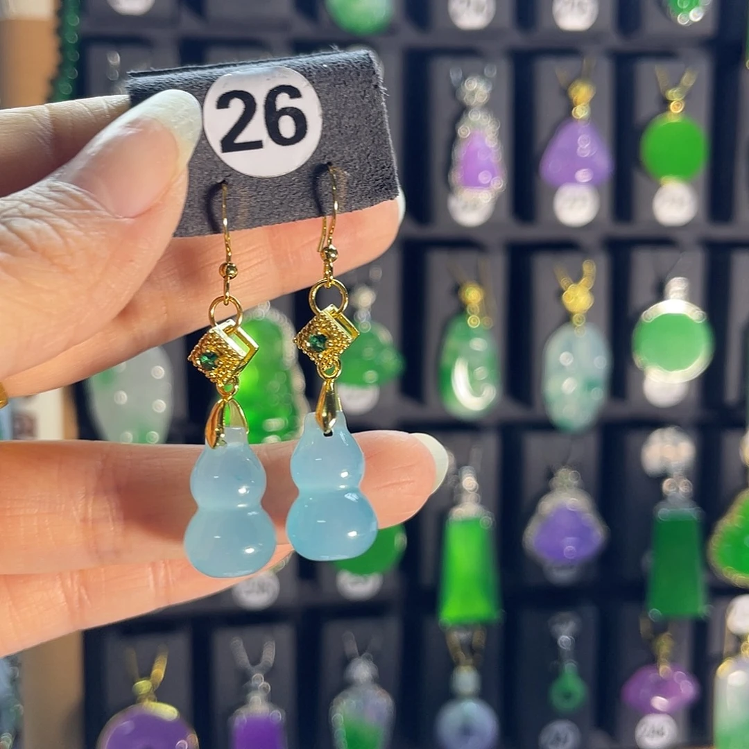 翡翠银S925镶嵌耳饰26