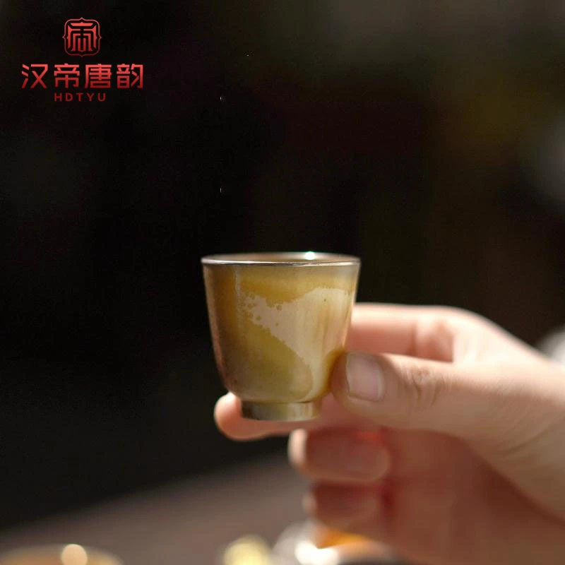 汉帝唐韵鎏银主人杯高档银复古纯手工颜昔品茗杯礼盒装家用喝茶杯