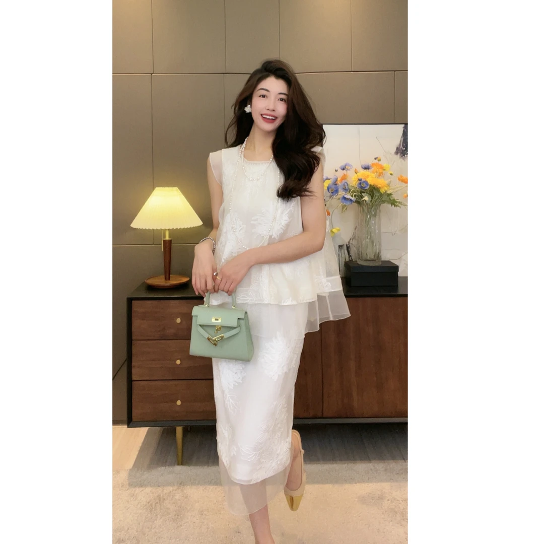 【N·COU】23夏新款【浣溪沙】重工桑蚕丝套装-DY8506（含衬裙）