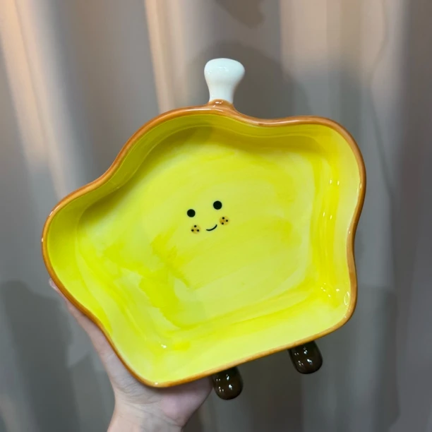 釉下彩盘子家用菜盘一人食可爱餐具漂亮的水果甜品早餐盘花边陶瓷