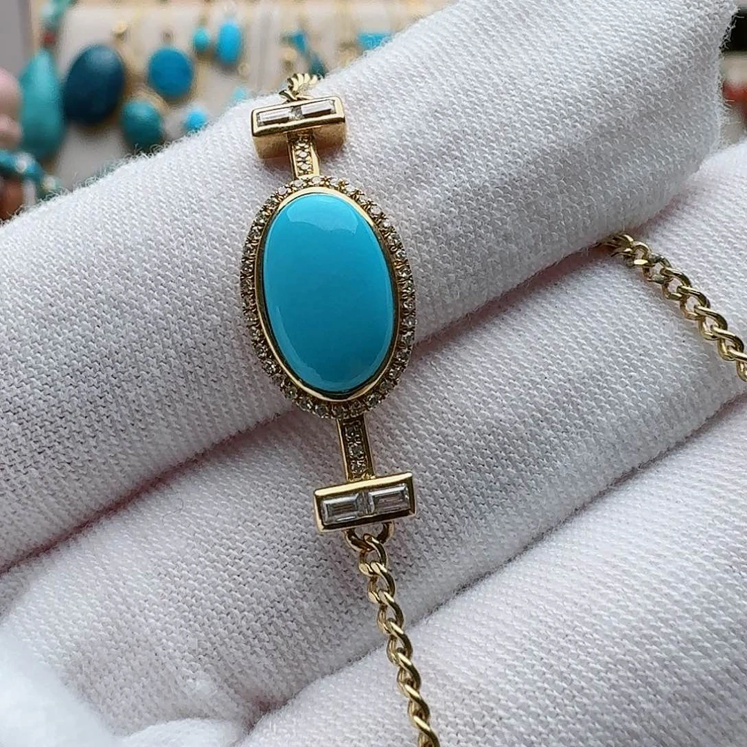 绿松石珠宝奇石18K金镶嵌