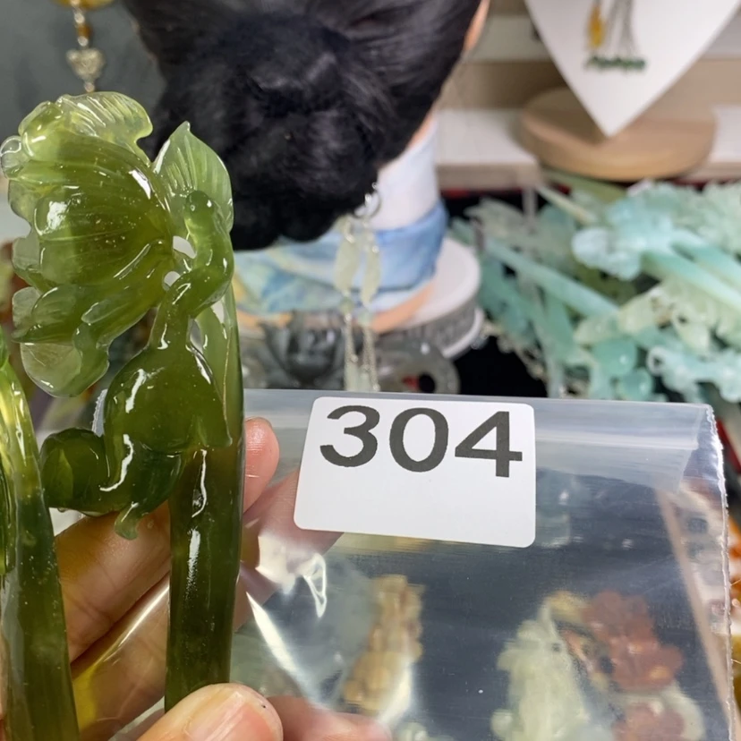 【闪购商品】岫玉发饰未镶嵌芳*