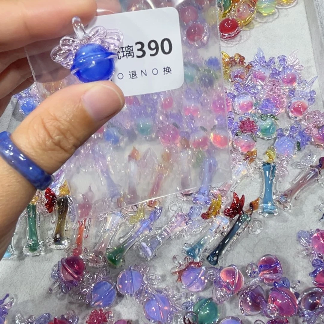 白****琉璃吊坠（不含链）390蓝色铃铛