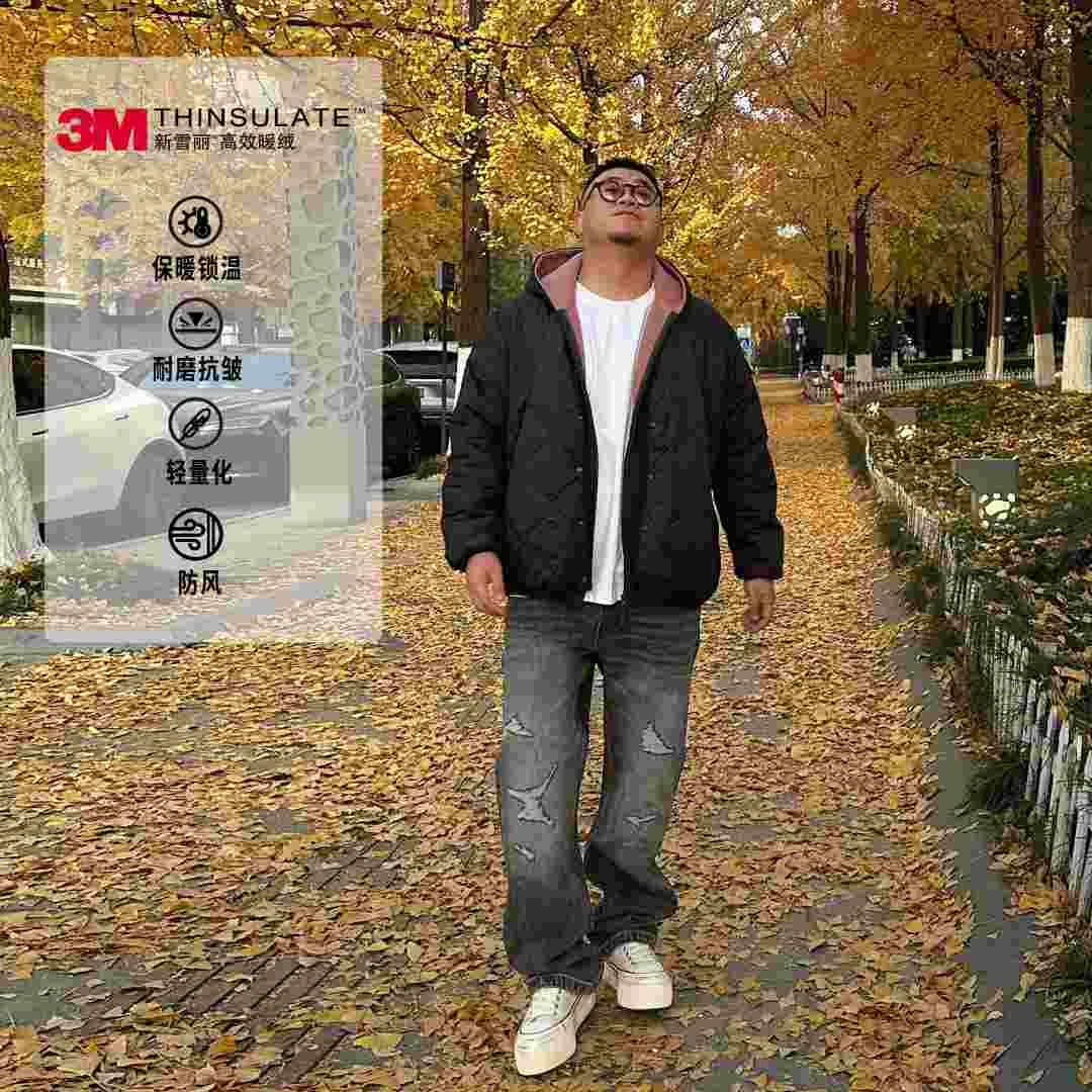 SHOOT''-3M新雪丽高保暖刺绣棉衣葫芦纹大码内胆棉服耐磨冬季防风