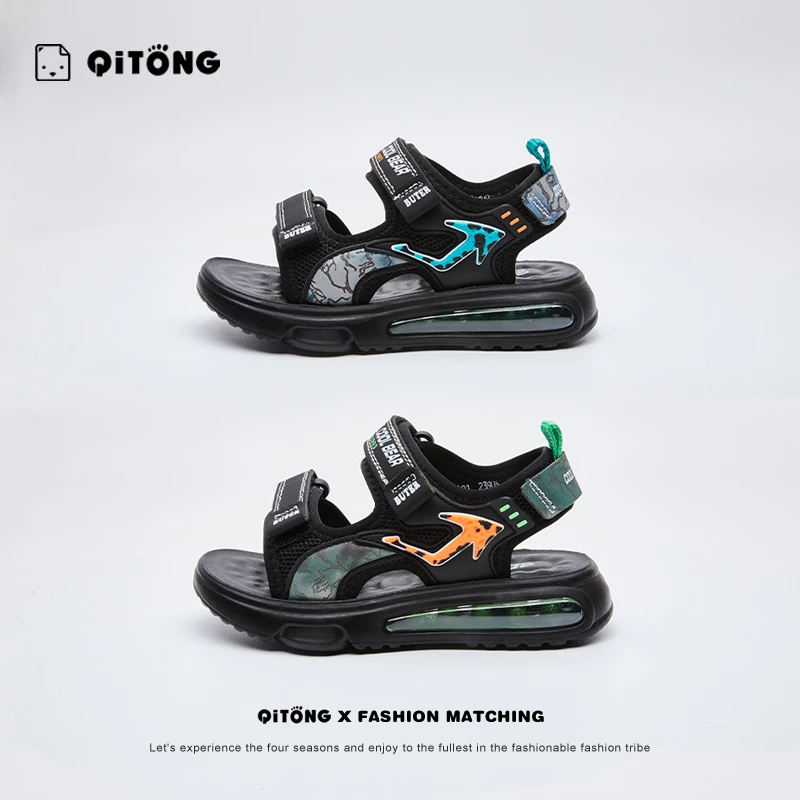 启童夏季儿童凉鞋防滑耐造时尚男童凉鞋软底软面沙滩潮款鞋子