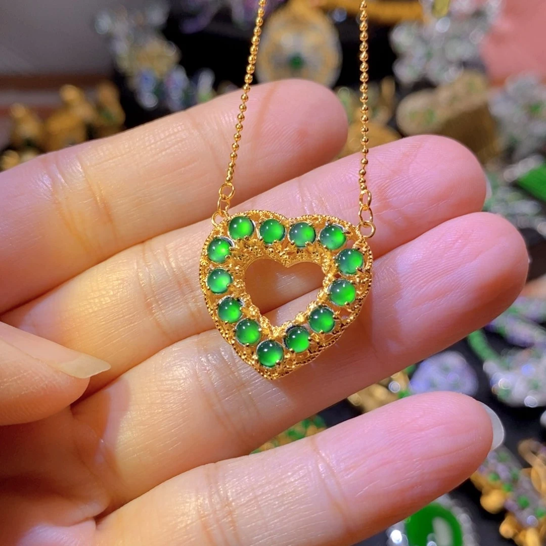 吊坠(不含链)银S925镶嵌翡翠