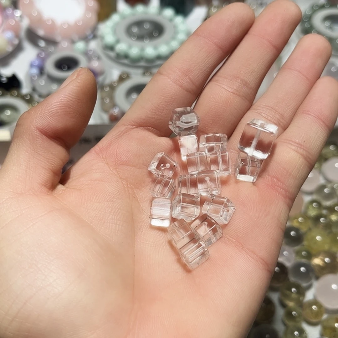 珠宝半成品未镶嵌水晶白水晶小方糖17个