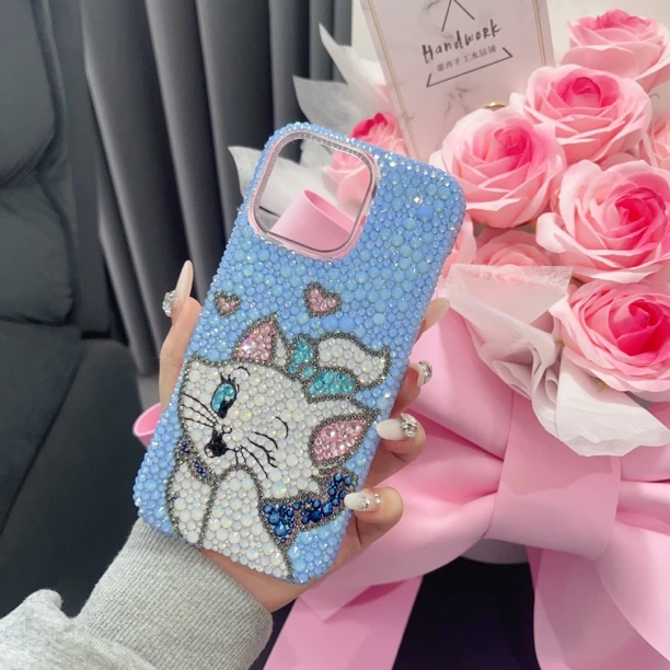 苹果16promax手工贴钻手机壳适用15pro苹果华为三星防摔保护套14