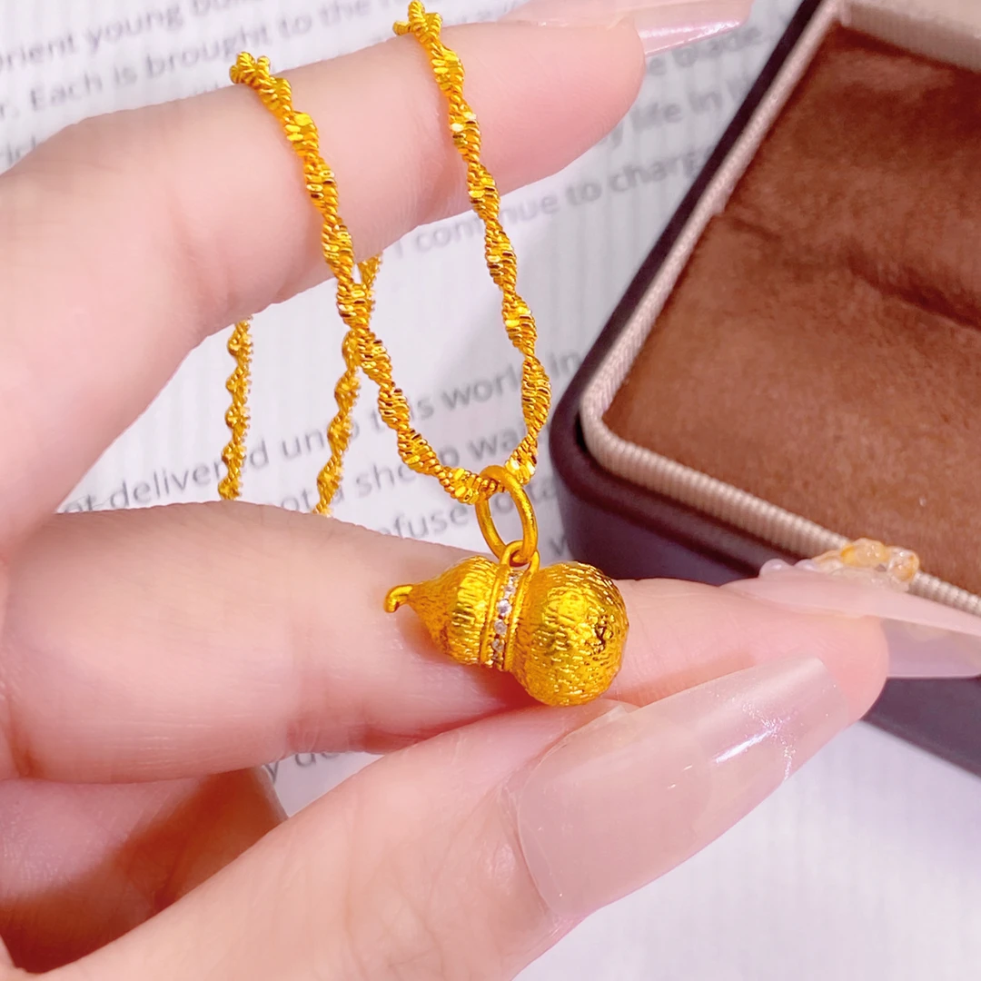 福韵天玺 铜合金项链 《韵系列》水波链斜挎葫芦项链锁骨链女款精美