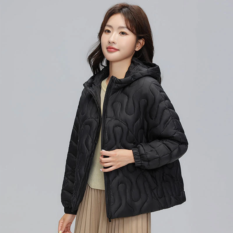 DUCURNO连帽羽绒服女冬季2026新款时尚气质加厚保暖纯色短款外套